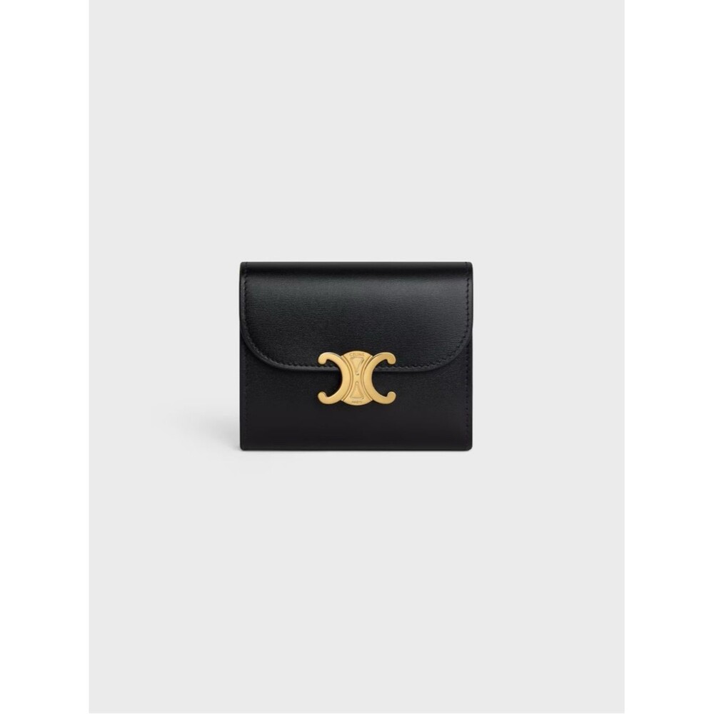 Celine SMALL FLAP WALLET TRIOMPHE IN SHINY CALFSKIN